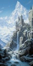 Fantasy Castle In Snowy Cliffs: Realist Detail Inspired By Dalhart Windberg