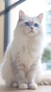 The Stunning Cat in Ivory and Powder Blue Style . Royalty Free Stock Photo