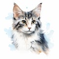 Detailed Dappled Cat Watercolor Clipart For Digital Painting And Paper Crafting