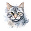 Detailed Dappled Cat Watercolor Clipart For Digital Painting And Paper Crafting