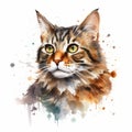 Detailed Dappled Cat Watercolor Clipart For Digital Painting And Paper Crafting