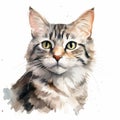 Detailed Dappled Cat Watercolor Clipart For Digital Painting And Paper Crafting