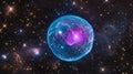 A Stunning Celestial Bubble Shines in a Starry Void with Bright Colors and Mystical Patterns Royalty Free Stock Photo