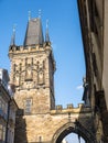 The Charles Bridge in Prague, Capital of the Czech Republic was built in 1357 to cross the River Vlatva Royalty Free Stock Photo