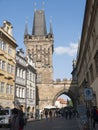 The Charles Bridge in Prague, Capital of the Czech Republic was built in 1357 to cross the River Vlatva Royalty Free Stock Photo