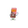 A stunning of chocolate bar with pink cream stylized of King on cartoon mascot style