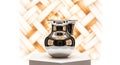 Stunning chrome pitcher reflects a woven pattern Royalty Free Stock Photo