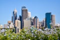 Stunning city skyline view of the Sydney CBD harbour area at Circular Quay. Seen from Dr Mary Booth Lookout in Kirribilli, Sydney Royalty Free Stock Photo