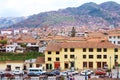 Stunning Cityscape of Cusco Old City View from the Coricancha, the Temple of the Sun of the Incas, Peru Royalty Free Stock Photo