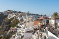 Stunning cityscape of densely populated Fira, the main town of Santorini island in Greece