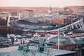 Stunning cityscape featuring a large stadium and houses