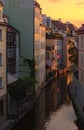 Stunning cityscape of Kampa Island with Certovka River in Old Prague during summer sunrise. Prague, Czech Republic