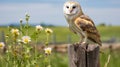 Majestic Barn Owl: Curiosity in Amber Eyes Royalty Free Stock Photo