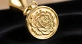 Luxurious golden wax seal stamp with rose motif Royalty Free Stock Photo