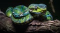 Green Tree Python in Tropical Rainforest