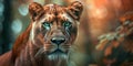 A stunning close-up of a lioness staring directly into the camera