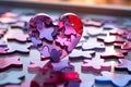 Vibrant Heart-Shaped Puzzle Pieces: Abstract Acrylic Art