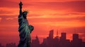 Guardian of Liberty: Statue of Liberty at Sunset