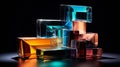 Vibrant Geometric Glass Sculpture: A Captivating Abstract Masterpiece