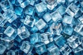 A stunning close-up of a pile of translucent blue ice cubes, a refreshing visual texture for design projects. Generative AI Royalty Free Stock Photo
