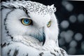 Snowy Owl with blue eyes, close-up portrait on a dark background Royalty Free Stock Photo