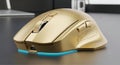 Luxury gold gaming mouse with vibrant neon glow Royalty Free Stock Photo