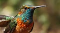 A close-up shot of a colorful hummingbird its wings flapping rapidly created with Generative AI