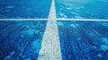 Minimalist Blue Tennis Court Background with White Lines - Close Up Shot of Sports Field