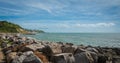 Stunning close-up view of the rocky shoreline of Steephill Cove, Isle of Wight Royalty Free Stock Photo