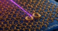 Golden nanostructure under purple laser light Royalty Free Stock Photo
