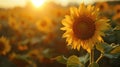 Golden Sunflower Closeup at Sunset Royalty Free Stock Photo