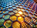Stunning CloseUp of a Hexagonal Mesh Structure A Detailed Exploration of Geometric Abstraction in Modern Architecture Royalty Free Stock Photo