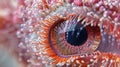 A stunning closeup of a rotifers eye with its intricate structure and microscopic lenses mesmerizing the viewer with