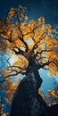 Golden Tree In Dramatic Atmospheric Perspective - Zbrush Style Royalty Free Stock Photo