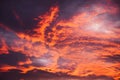 Stunning cloud formation during orange/purple sunset Royalty Free Stock Photo