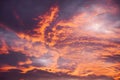 Stunning cloud formation during orange/purple sunset Royalty Free Stock Photo