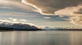 Stunning cloud formations over the Southern Alps mountain range in Mt Cook National Park