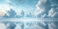 Stunning Cloudscape Peaceful Sky Reflection Panorama Royalty Free Stock Photo