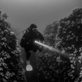 Stunning cold water reef. Female diver, Northumberland