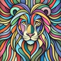 Stunning Colorful Lion Head