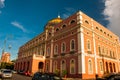 Stunning Colorful Manaus Opera House, Famous One Day Excursions. One Most Beautiful Building With a Minted Brazilian Flag in