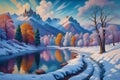 stunning colourful winter landscape christmas season gen ai