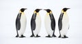 Four majestic emperor penguins stand on snow Royalty Free Stock Photo