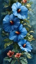 Stunning Contrasts: A Tropical Oasis of Blue Hibiscus with Red C