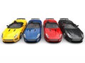 Stunning convertible modern sports cars in various colors - top down view