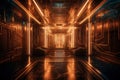 Stunning Copper & Burnished Bronze Interior Design with Unique Neon Lights and Intricate Digital Art