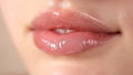 Light Pink Nude Transparent Lip Gloss on a Charming Girl With Kissable Shining Full Plump Perfect Lips Royalty Free Stock Photo