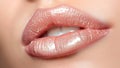 Light Pink Nude Transparent Lip Gloss on a Charming Girl With Kissable Shining Full Plump Perfect Lips Royalty Free Stock Photo