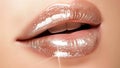 Light Pink Nude Transparent Lip Gloss on a Charming Girl With Kissable Shining Full Plump Perfect Lips Royalty Free Stock Photo