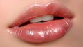 Light Pink Nude Transparent Lip Gloss on a Charming Girl With Kissable Shining Full Plump Perfect Lips Royalty Free Stock Photo